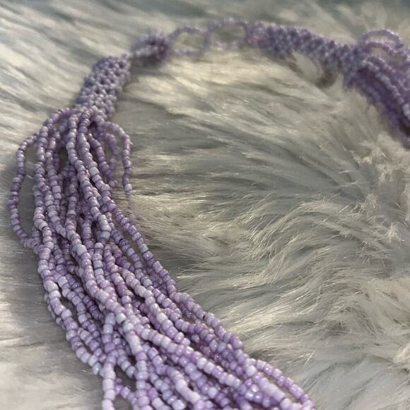 NEW Beautiful Lilac Handmade Beaded Necklace - Picture 3 of 5